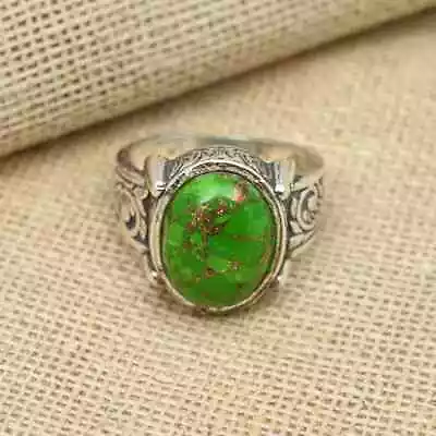 Birthday Gift 925 Silver Ring Green Copper Turquoise Men's Ring All Size R448 • $16.99