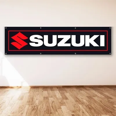 Suzuki Motorcycle 2x8 Ft Banner Motocross Bike Racing Show Sign Flag • $15.85