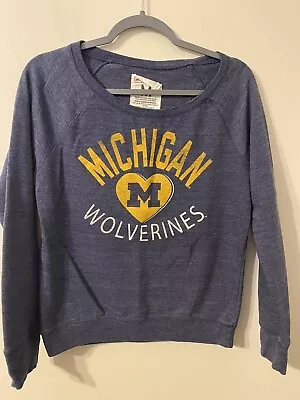 Womens Blue College Vault Michigan Wolverines Heart Logo Sweatshirt Size Medium • $15.99