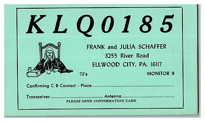 QSL Radio Card From Ellwood City PA Pennsylvania KLQ 0185 • $2.99