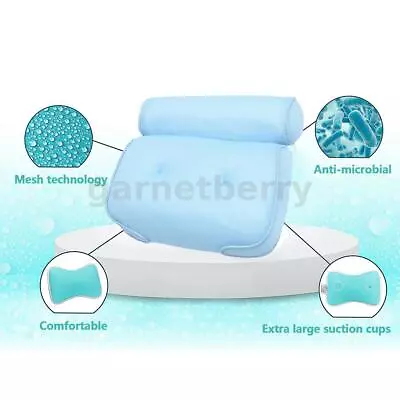 Neck Relax Home Tub Massage Cushion 3D Mesh Spa Bath Pillow With 2 Suction  • $17.15