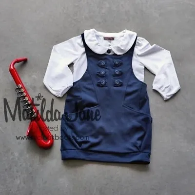 Matilda Jane You & Me Homeroom Blue Oh Captain Jumper Dress Size 8 GUC • $24.95