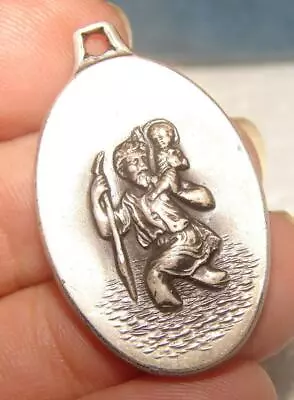 Vintage St. Christopher Silver? Metal Great Patina  • $9.99