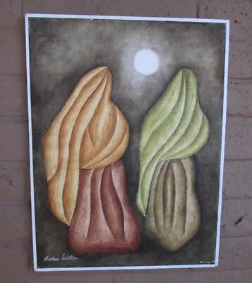 Mexico Modernist Artist Gustavo Martinez Oil Painting: 2 Pueblo Women Moon • $245