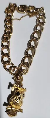 Vintage Monet Bright Gold Tone Graduation Charm Bracelet • $5.44
