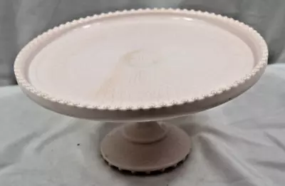 Jeannette Shell Pink Milk Glass Cake Stand Pedestal • $99.99