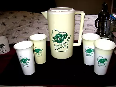 Vintage Chicago NorthWestern Railroad Pitcher & Tumblers Hard To Find #60% OFF# • $27.95