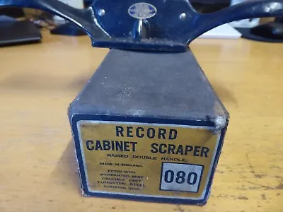 VINTAGE TOOLS RECORD CABINET SCRAPER RAISED DOUBLE HANDLE No 080 BOXED #295 • £55