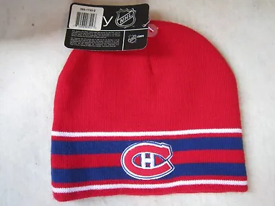 NHL Montreal Canadiens  ~ Red ~2 Blue Stripe~ Beanie Hat Knit ~ Adult Size ~NWT • $14.78
