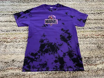 Marvel X-Men Magneto Box Logo Purple Tie-Dye T-Shirt ADULT Mens Small Crew Neck • $14.39