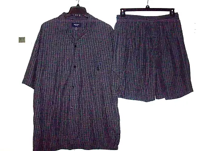 Vintage Nautica Pajamas Mens Large Blue Stripe Short Sleeve Top Shorts Set 90s • $18