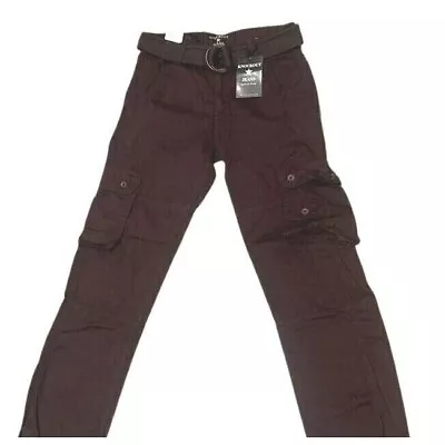 New Men's KNOCKOUT Cargo Pants With Belt - Brown 1947 - Plus Sizes Available • $19.99