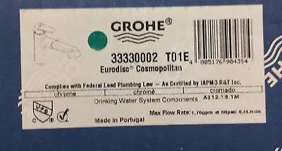 Grohe Kitchen Faucet Eurodisc Cosmopolitan  Chrome 33330002 T01E 3RD Floor • $99.99