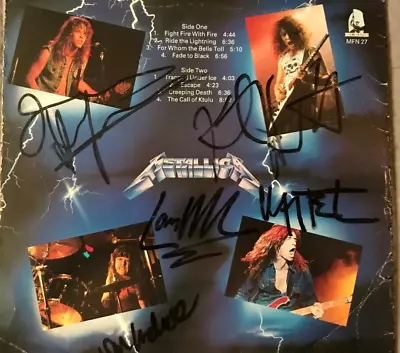 Metallica Fully Signed Ride The Lightening Lp X4 Full Coa Roger Eppers Nice Set! • $3650