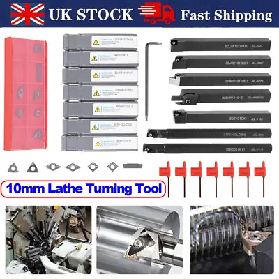 22Pcs Lathe Boring Bar Set Indexable Lathe Turning Tool Set 7x 10mm Wrenches Kit • £24.99