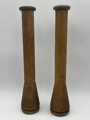 Two (2) Vintage Wooden 13” Tall Beehive Bobbin Spools Industrial Textile Wooden • $21.63