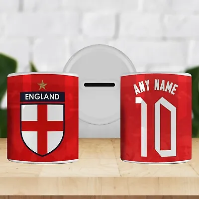 Personalised England Style Football Money Box Kids Savings Piggy Bank. Any Name • £8.99