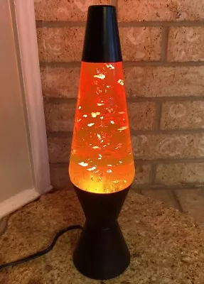 Retro Lava Lamp 14 1/2” Tall Motion And Glitter Model 2000 Orange E65440 • $42.08