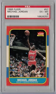 1986-87 Fleer Basketball #57 Michael Jordan Rookie Card RC Bulls Graded PSA 6 • $4299.95