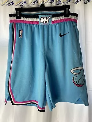 Miami Heat Nike Vice Blue 2019 NBA Swingman Shorts Mens Sz 34 Medium • $45