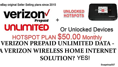 Verizon Original Unlimited Hotspot Plan- $50 A Month. Grandfathered IMEI • $39.99