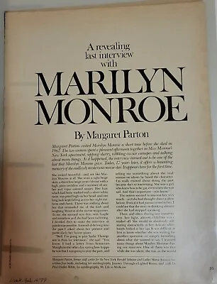 Marilyn Monroe Magazine Clipping - LOOK Magazine - 2/19/79 • $15