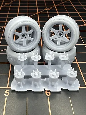 1/24 18 Inch TE37 Rims With Advan Tires Works For Tamiya & Aoshima Models • $25.65