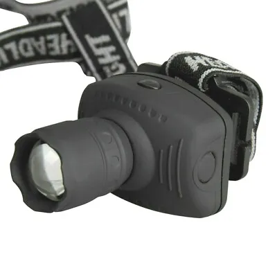 LED Headlamp Cree Q5 3 Watt Zoom 1000 Lumen 3 Mode 3AAA Torch Head Light Rubber • $18.95