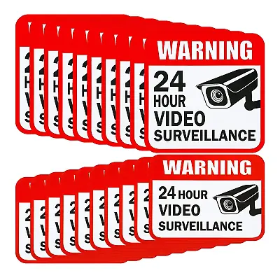Video Surveillance Sticker 24 Hours Security Warning Sign 2 Size 20 Pieces  • $12.99
