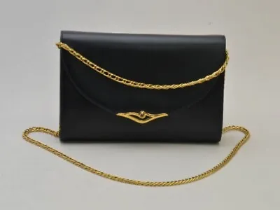 Cartier Sapphire Chain Shoulder Bag Leather Antique Black Women's Classic Japan • $299