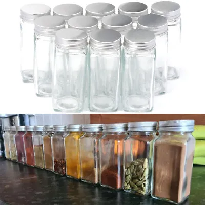 £17.99 • Buy 12 24 Glass Jars Lid Spice Bottle Seasoning Condiment Storage Container Shaker