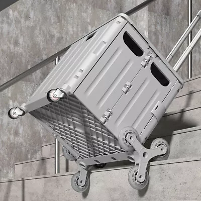 45L Shopping Trolley Cart Collapsible Folding Wheels Rolling Car Boot Storage • £41.95