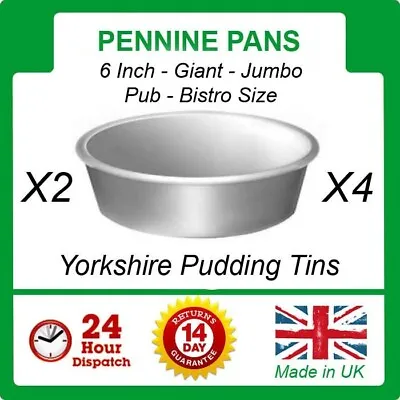 £12.99 • Buy 6“ Inch Large Individual Yorkshire Pudding Tins Moulds Bake Ware Giant Jumbo Pub