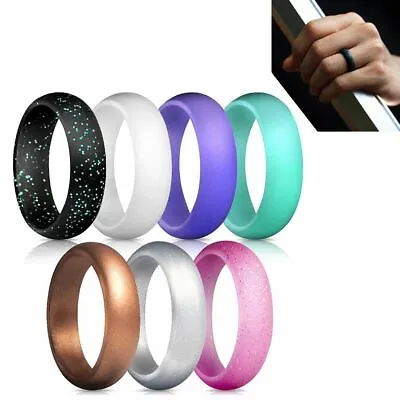 7 PCS Flexible Silicone Wedding Ring Women Engagement Sport Rubber Band Size 5-9 • $5.29