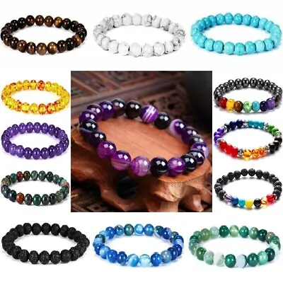 7 Chakra Natural Stone Bead Bracelets Reiki Healing Women Men Jewelry Handmade • $2.63