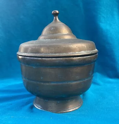 Vintage Soup Tureen Metal Brass Pewter Lid Bowl Pot • $49.99