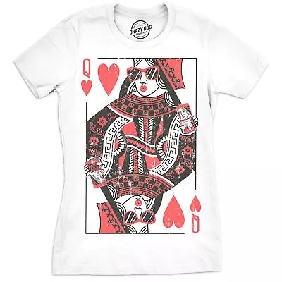 Womens Queen Of Hearts T Shirt Funny Vintage Graphic Cool Cute Tee For Ladies • £9.17