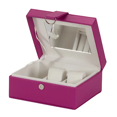 PU Leather Jewellery Box Watch & Trinket Storage Case Organiser Fushia Pink Mele • £10.49