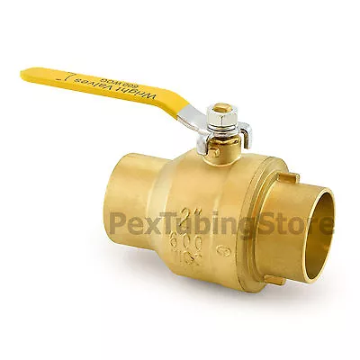 2  Sweat (CxC) Brass Ball Valve Full Port Shut-Off Valves 600psi WOG • $42.28