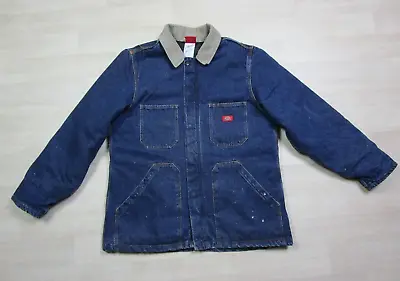 VTG 90s Dickies Chore Denim Jacket Men's Size (L) Utility Quilt Lined Workwear • $43.98