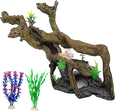 PINVNBY Resin Driftwood Aquarium Decoration Tree Branch Fish Tank Trunk Ornament • $39.24