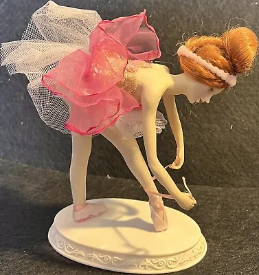 Vintage La Verona Collection Figurine Redhead Ballerina Tying Laces Pink Tutu 7  • $29.99