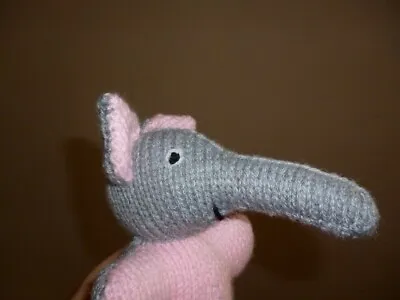 Hand Knitted  Soft Toy Elephant   17cm Tall • £3.25