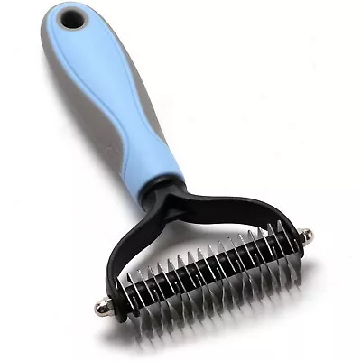 Pet Grooming Comb 2 Sided Undercoat Rake Brush For Dogs Cat Safe Dematting • £8.89