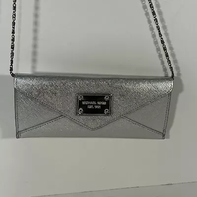 Michael Kors MK Wallet Continental Jet Set Slim Envelope Check Holder Silver • $18.39