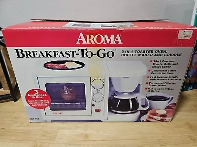 Breakfast To Go 3-in-1 Toaster Oven Coffee Maker Griddle Aroma Model ABT-103 NEW • $99.99