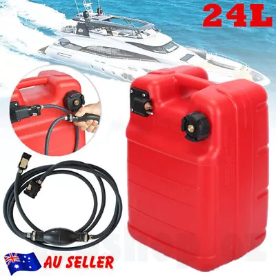 24 Litre Outboard Fuel Tank With Gauge + 3 Meter Fuel Line Set Boat Motor Parts • $103.54