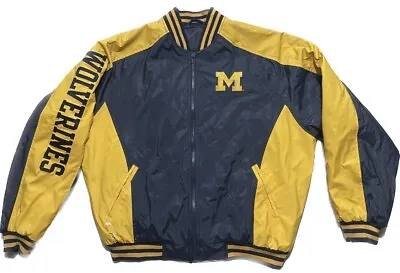 Vintage Michigan Wolverine Bomber Jacket Steve And Barry's Distressed Size Large • $9
