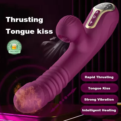 Rabbit Thrusting Vibrator Oral Sucking Clitoris Stimulator Heating Dildo Sex Toy • $38.95