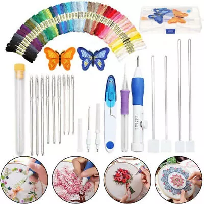 DIY Punch Needle Magic Embroidery Pen Stitching Thread Sewing Tool 50 Threads • $14.58